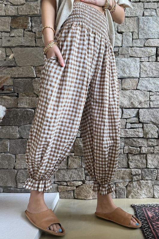 Nonni Gingham Bloomer Pant Hazelnut